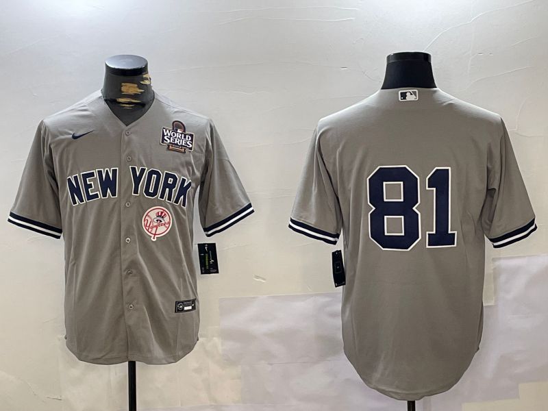Men New York Yankees 81 No Name Grey Game 2024 Nike MLB Jersey style 10275